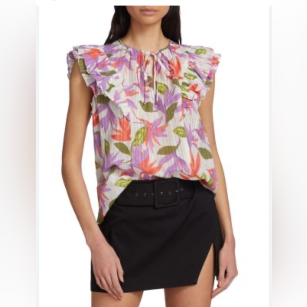 Ramy Brook Multicolor Floral Ruffle Blouse